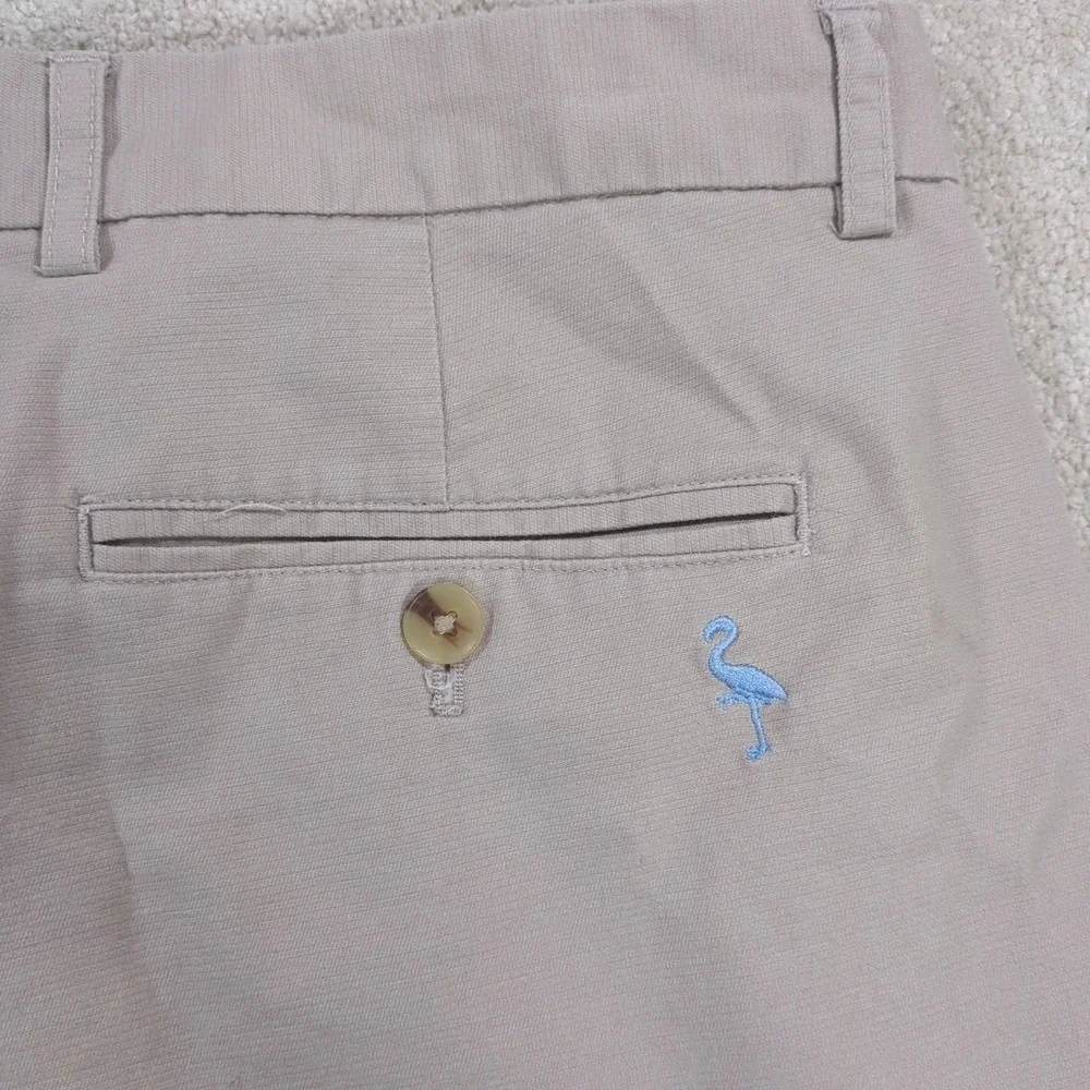 Tailorbyrd Collection Mens Size 34 Flat Front‎ Shorts Tan Khaki Golf Flamingo
